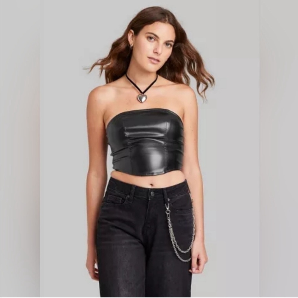 Black Target Wild Fable Leather Corset Top